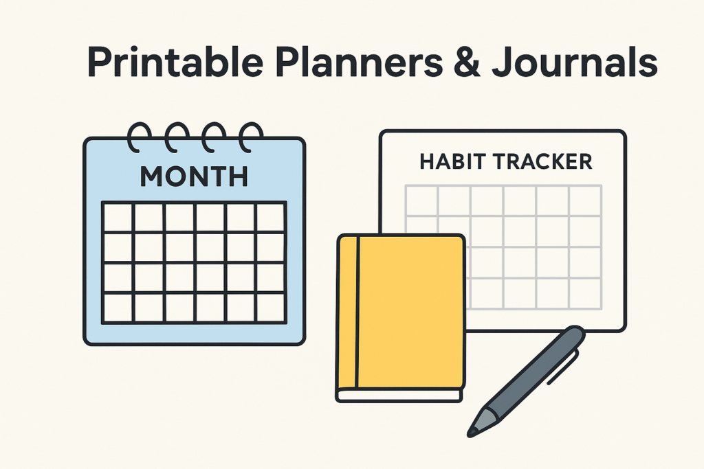 Printable planners and journals digital products you can create 